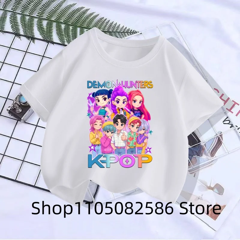 تي شيرت بأكمام قصيرة مطبوع عليه مجموعة الشيطان، تي شيرت ناعم وغير رسمي، قميص ذو طابع كرتوني لطيف، مناسب للفتيات والفتيان #3