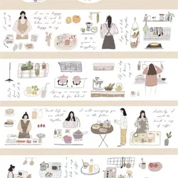 1 루프 100cm 사랑스러운 주방 빵 소녀 매트 애완 동물 Washi 테이프 DIY 장식 스크랩북 저널 재료 스티커