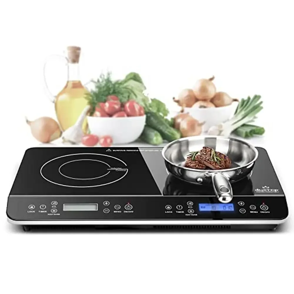 Digital Dual Zone Induction Cooktop 1800W Touch Control Stove Portable Electric Countertop Burner Sensor Fast Heating Compatible