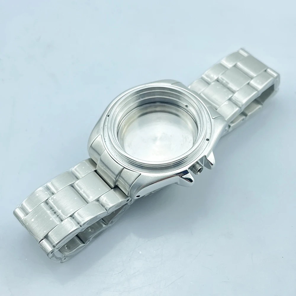 42mm SKX007/SRPD 30ATM Water Resistant Crown Guard at 3 O\'Clock Silver Watch Case Mod Parts SKX Bracelet 316L Stainless Steel