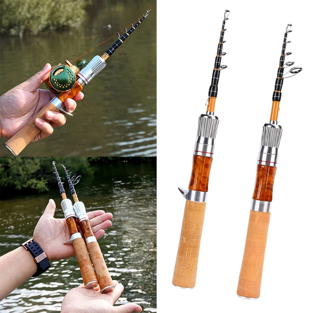 

1.5m Portable Solid Wood Lure Fishing Rod Spinnings/casting Pole Shrink 32.5cm Fishing Tackle Accessories
