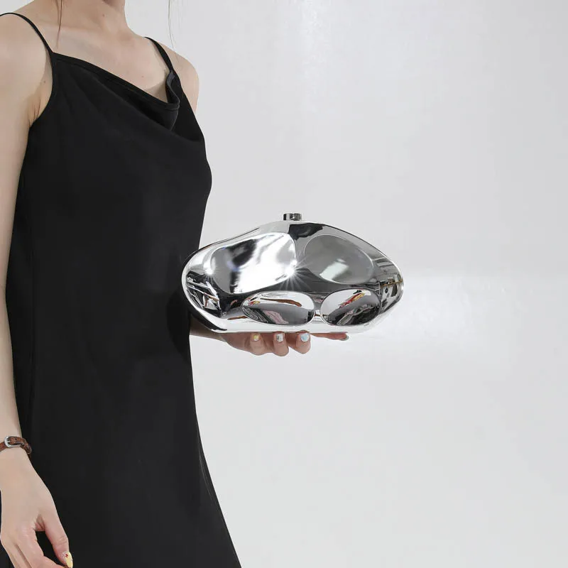 Marble Pattern Acrylic Evening Clutch Bag Women Pearl Handle Chain Shoulder Bag Irregular Shell Handbag for Wedding Party Prom