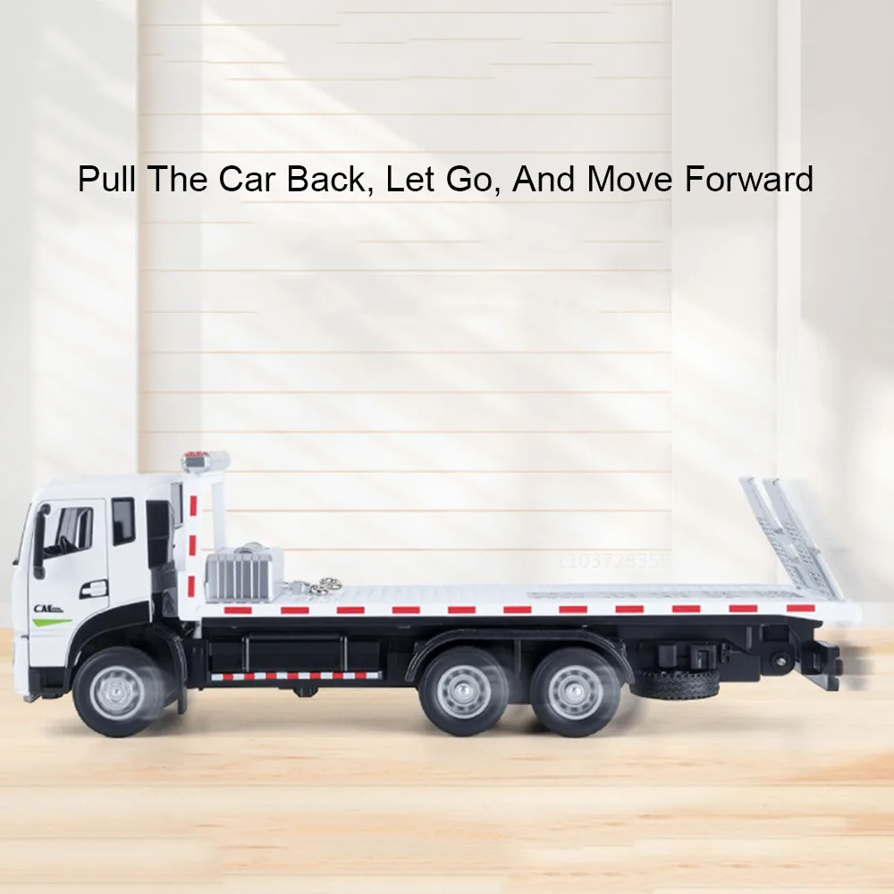 1:32 modelo de veículo de engenharia de resgate de estrada brinquedo metal diecast plataforma reboques som luz portas abertas puxar para trás para meninos presentes