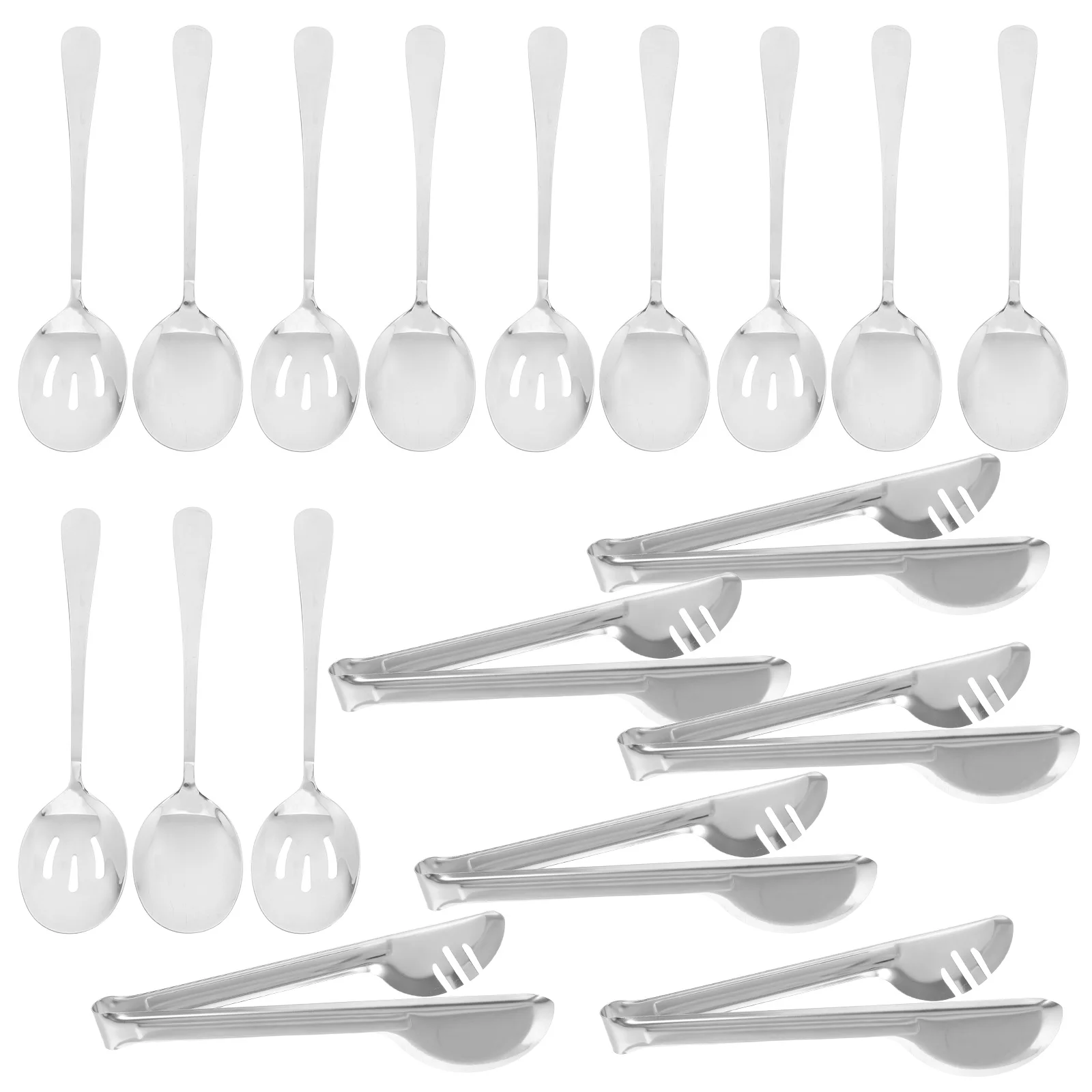 

18pcs Stainless Steel Cutlery Set Dining Tableware Buffet Serving Spoon Salad Spoon Food Tongs Catering CookingSpoons