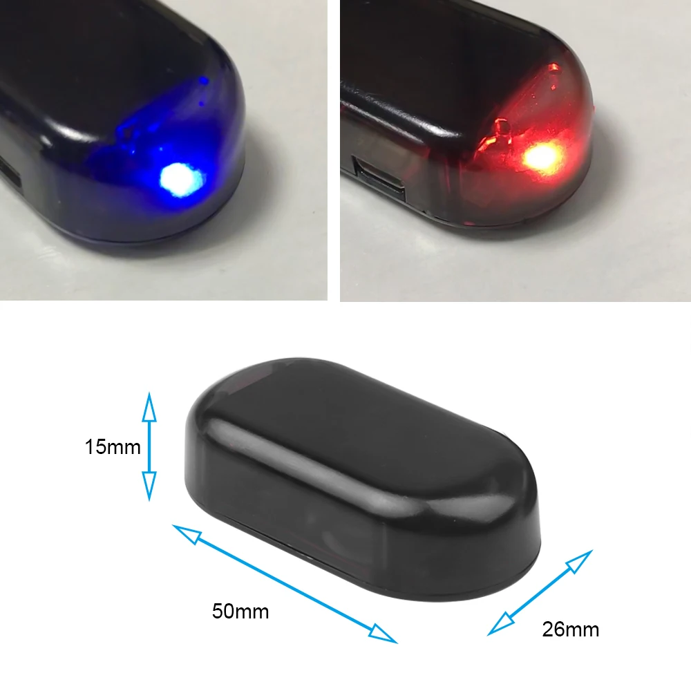 SEAMETAL 1/2PCS Solar Powered Simulated Dummy Alarm Light Wireless Car Fake Security Light Warning Lamp Anti Theft LED Flashing