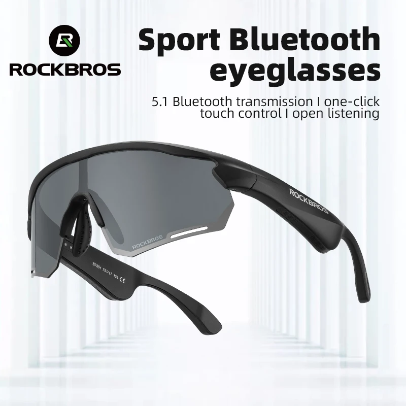 

ROCKBROS Polarized Glasses Wireless Bluetooth 5.2 Sunglasses Headset Telephone Driving MP3 Riding Cycling Eyewear UV400 Goggles