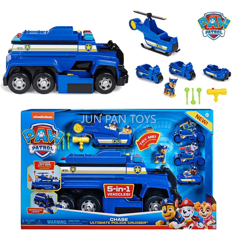 Original Paw Patrol Chase 5-in-1 Ultimate Polizei-Rettungs-Cruiser-Truck Spielzeugfahrzeug mit Lichtern und Geräuschen Kinderauto Geschenk ab 3 Jahren
