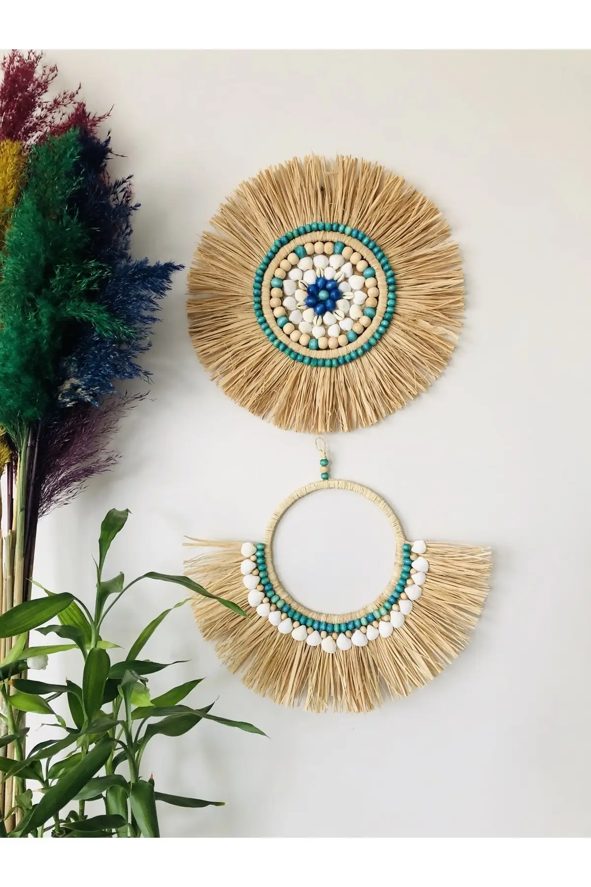 Raffia Wall Decoration Wall Board Raffia Door Ornament Balcony Decoration Balcony Furniture Wall Decoration Authentic Bohemian Design