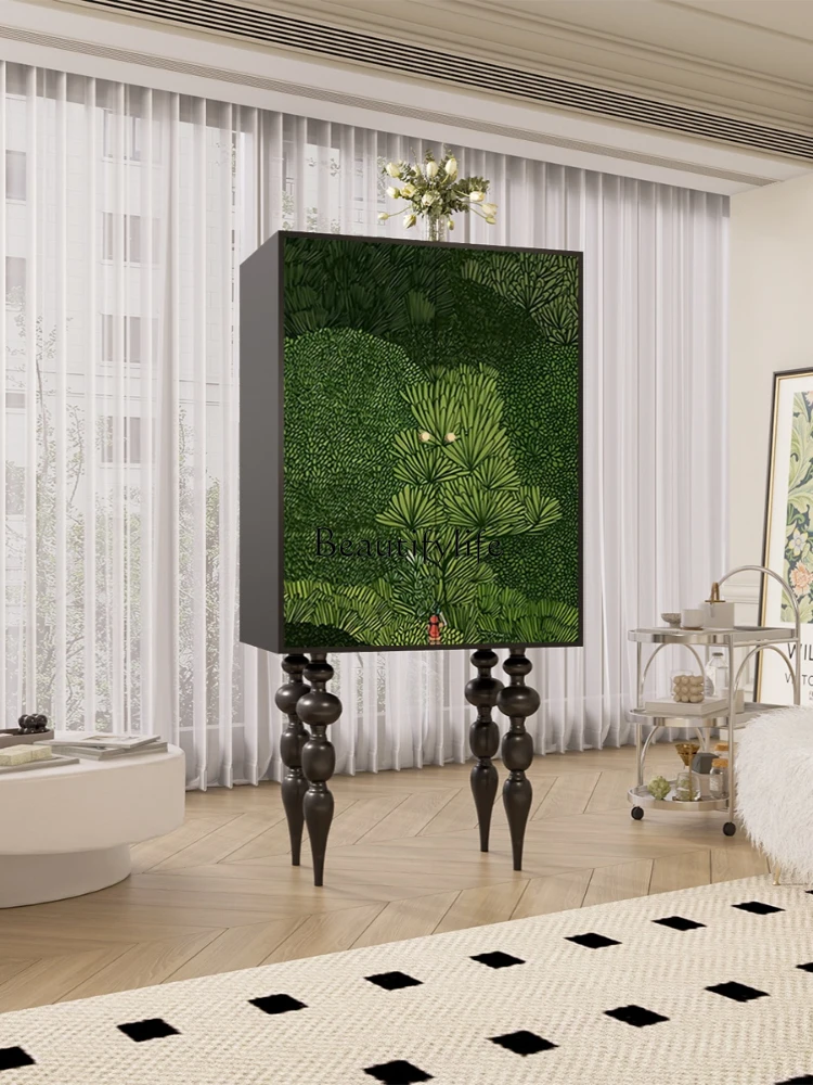 Modern Minimalist Solid Wood Storage Cabinet Vintage Art Jungle Secret Curio Cabinet