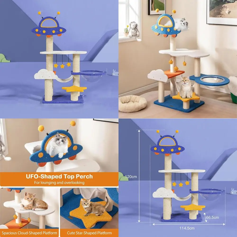 

Многоуровневая башня для кошачьего дерева в помещении с когтеточками из сизаля и верхним окунем для альпинизма и отдыха