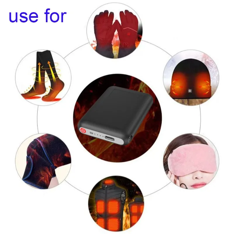Type C 2A Li-Polymer Battery Packs Winter Heated Socks Batteries with USB for Warm Glove Clothes Hat Portable Charger Power Bank