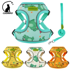 CDDMPET pettorina e guinzaglio per cani di piccola taglia Cartoon Puppy Harness Vest Bulldog francese Walking Chest Strap accessori per animali domestici