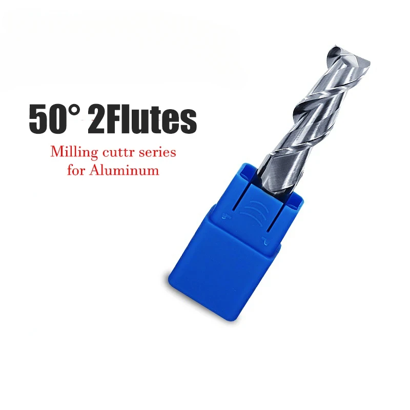 WOY HRC50 2 Flute Cutting  Aluminium wood Copper Processing CNC Router Tungsten Steel Sprial Bit Milling Cutter Carbide End Mill