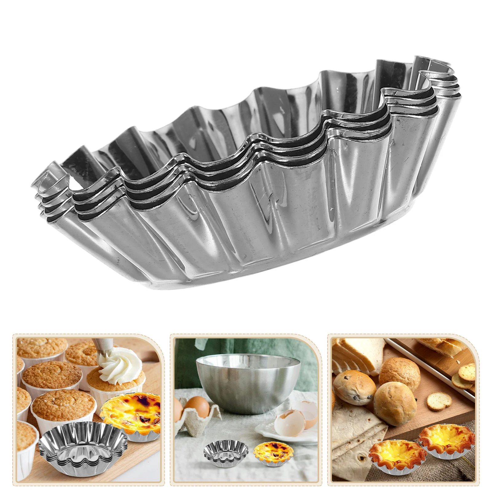

4Pcs Aluminium Alloy Egg Tart Molds Nonstick Chrysanthemum Shape Baking Cups Mini Cupcake Tartlet Pastry Tools