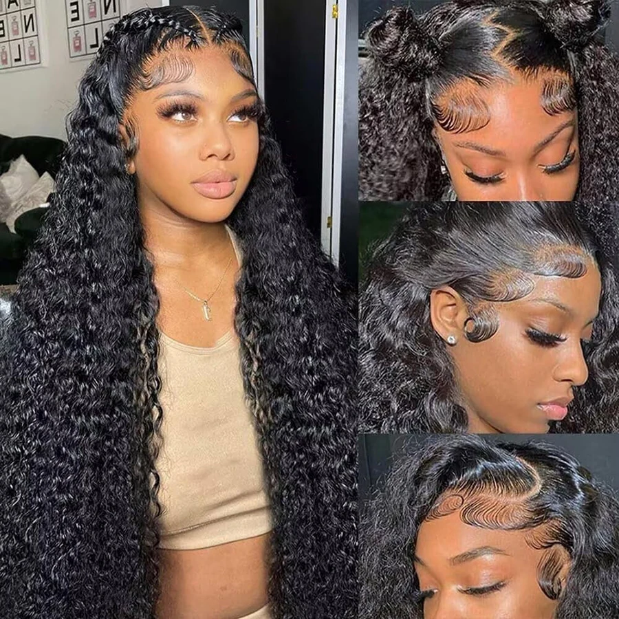 Lace Front Human Hair Wig Deep Wave Bling Human Hair Wigs Pre Plucked Grade 10 30 Inch Lace Frontal Wig Human Hair