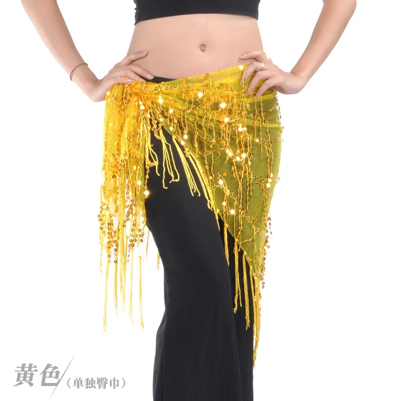 Sequined triangle scarf, belly dance fringed waist scarf, gauze scarf clothing is hot, only one waist scarf is included.