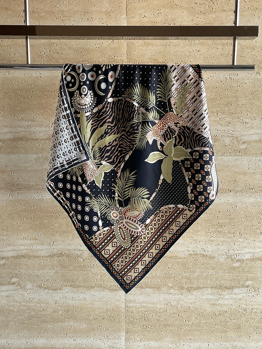 

Шелковый шарф 90 см, роскошные дизайнерские квадратные банданы, шали с ручным закрученным краем, 90 головок, аксессуары для волос и шеи, рождественский подарок для мамы