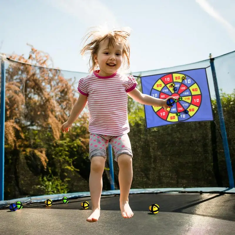 Trampoline Dart Board Game Indoor Dart Game With 10 Balls Sports Fun Competition Toy Trampoline Accessory Interactive Yard Toy