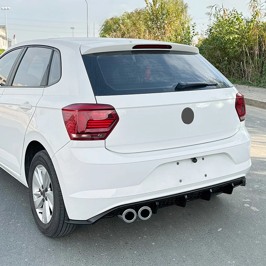 

For Volkswagen Polo MK6 2019 + Gloss Black rear bumper rear lip exterior modification Diffuser spoiler