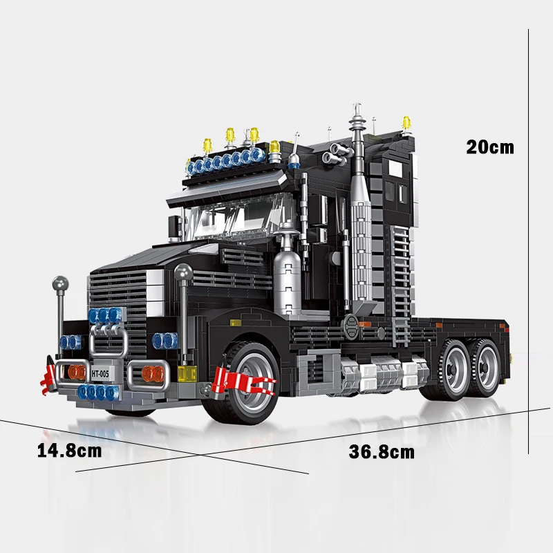 Em estoque 92005 moc técnico preto caminhão pesado blocos de construção modelo veículo tijolos montagem brinquedos para meninos presente natal conjunto