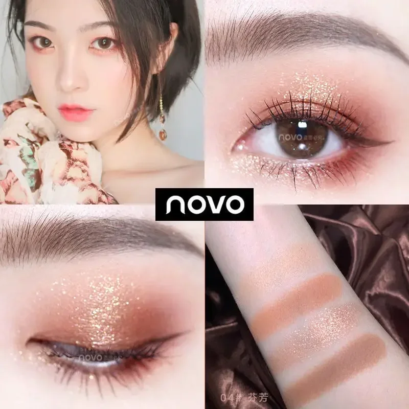 NOVO 4-colors Eyeshadow Palette Original Pretty Makeup Matte Pearlscen Glitter Eyes Waterproof Long-Lasting Cute Cosmetic Beauty