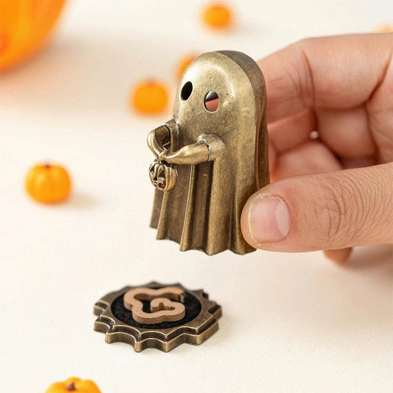 Geister-Räuchergefäß, Räucherstäbchenhalter aus Zinklegierung, Vintage-Bronze-Kürbis für Räucherstäbchen, Goth-Hexen-Schreibtischdeko, Halloween-Geschenk – Detail 7