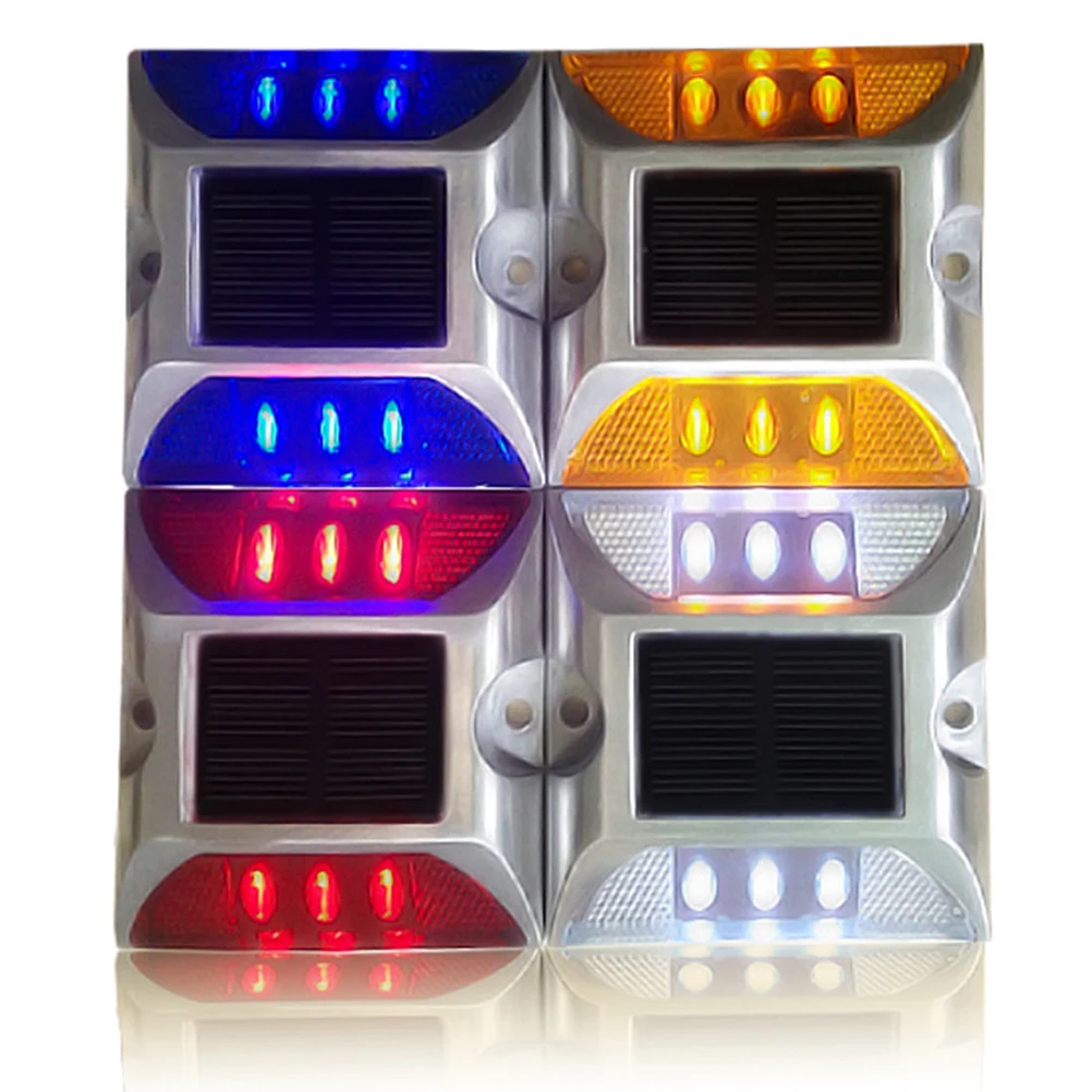 Solar Road Stud Lights LED Ground Reflectors Pavement Markers Driveway Sidewalk Path Landscape Outdoor Waterproof IP68 Solar