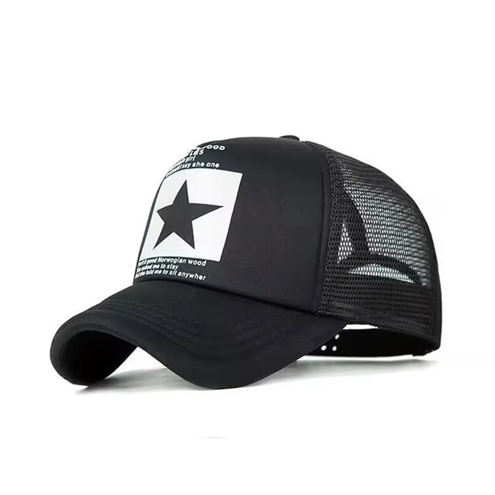New Fashion Five Pointed Star Pattern Baseball Cap Spring And Summer Adjustable Outdoor Hip Hop Mesh Breathable Hats