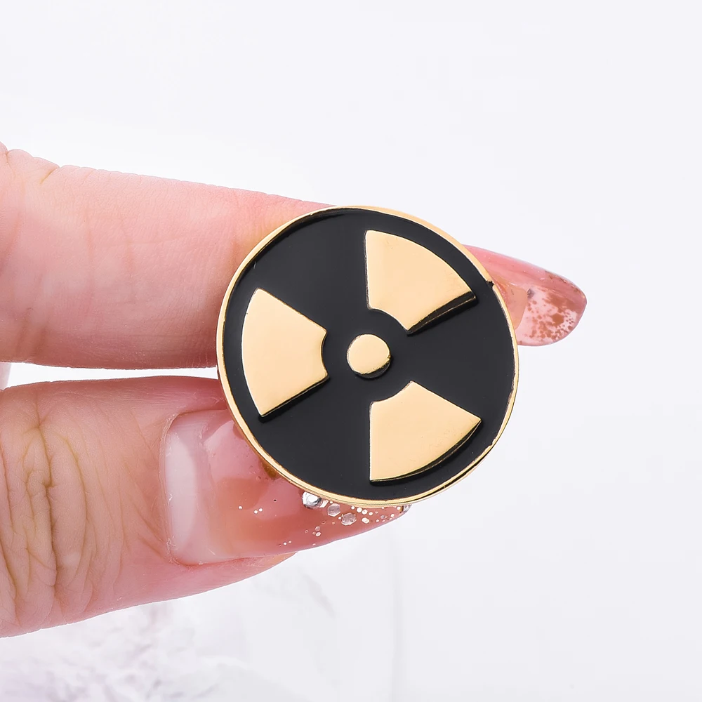 Nuclear Radiation Brooch Medical Jewellery Gold Color Gift for Women Enamel Lapel Lanyard Bag Coat Pin Gift Accessories