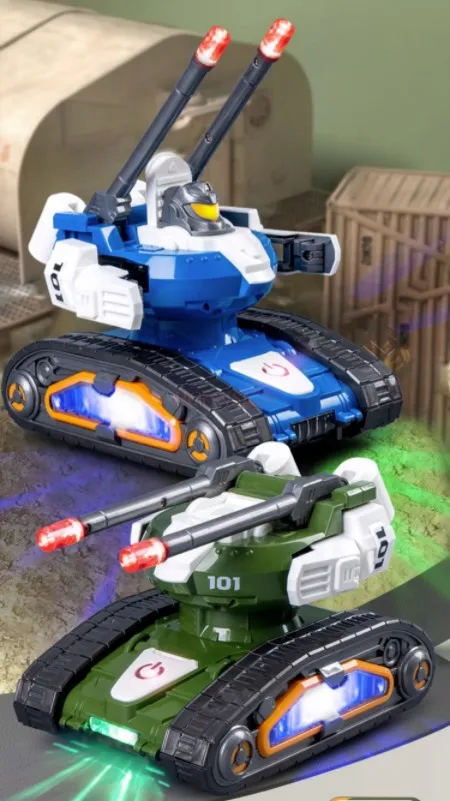 Transforming Tank Robot com música, Little Boy se transforma em carro de brinquedo, 4 crianças, 3-5 anos de idade