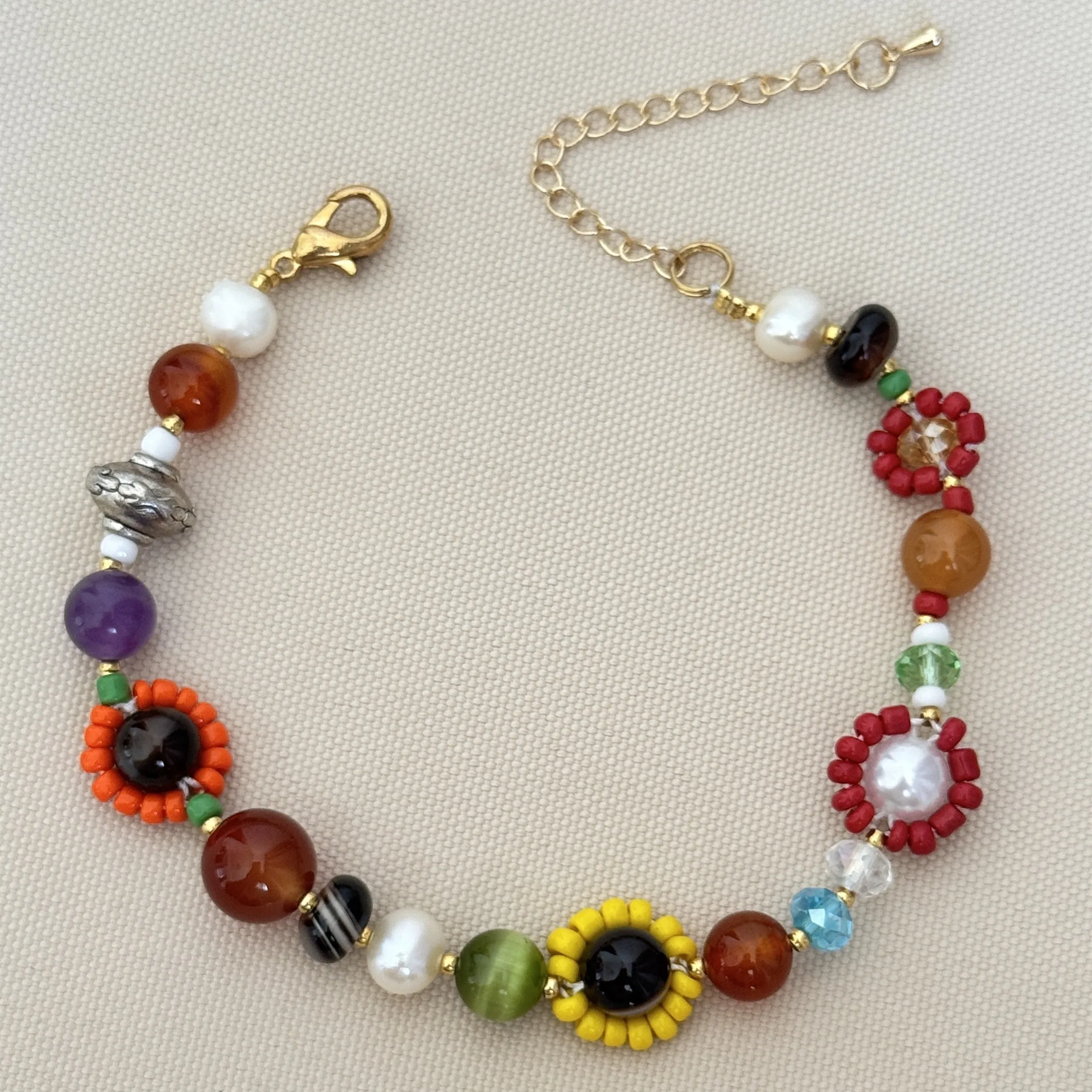 

Freshwater Pearl & Floral Beaded Bracelets Bohemian Multicolor Seed Beads Women's Daily Jewelry