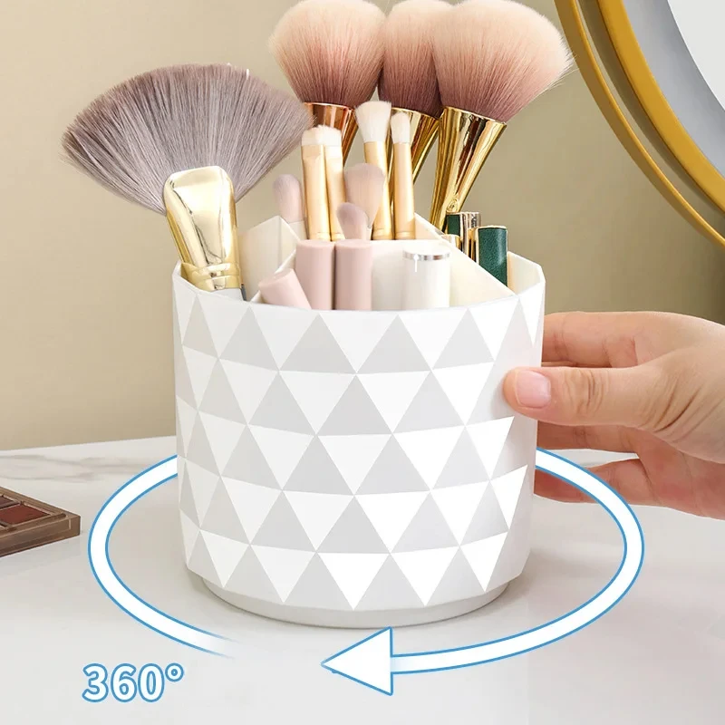 Rotatable Makeup Brush Storage Box Desktop Round Eyebrow Pencil Lipstick Holder Makeup Organizer Cosmetics Container Brush