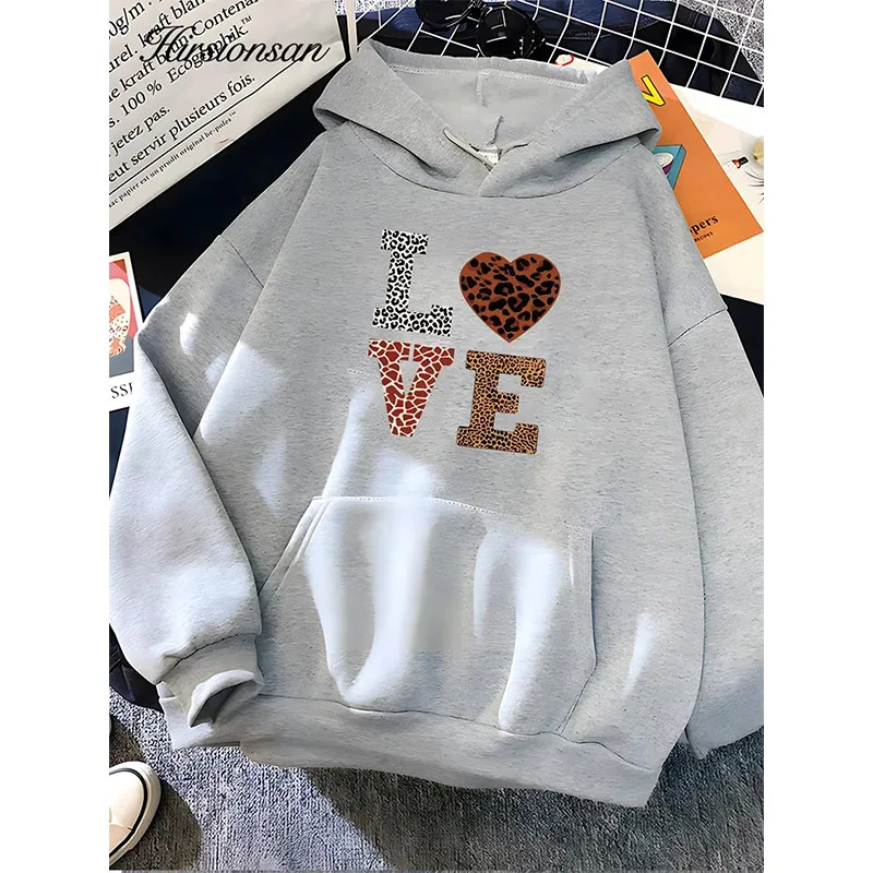 Hirsionsan-moletom com letras de amor feminino macio, casual, solto, quente, com capuz feminino, velo, roupas femininas, inverno, novo, 2023