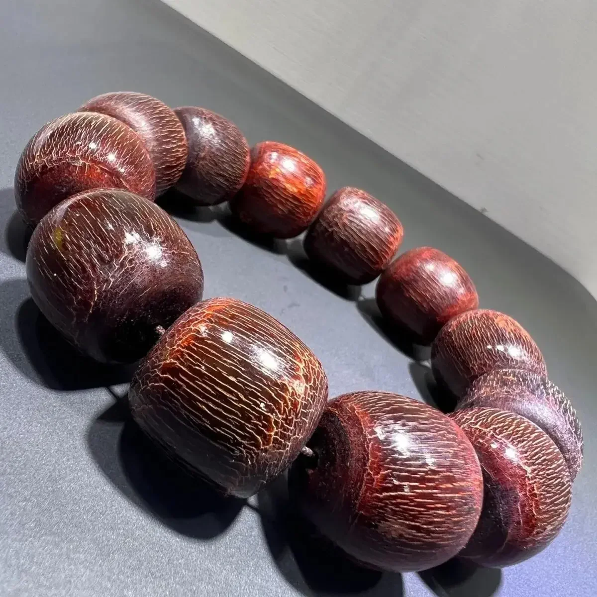 Natural Wool High-end Old Horn Barrel Bead Handstring Size 20mm Bamboo Silk Clear Weathered Old Material Bracelet Luxury Jewelry