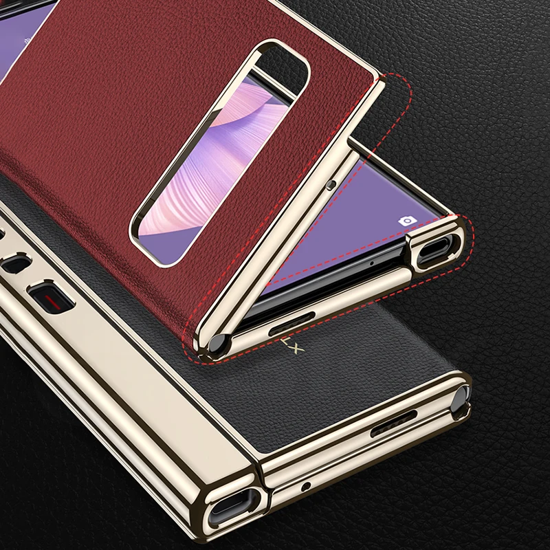 Oryginalne etui GKK do Huawei Mate XS 2 Luksusowe platerowane gładkie skórzane okna Magnetyczny składany uchwyt Pokrowiec do etui Huawei Mate XS2 — zdjęcie produktu 3