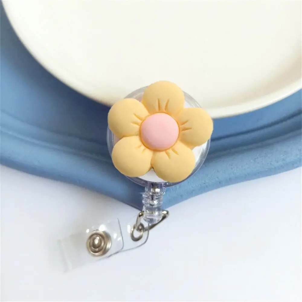 Retractable Nurse Badge Reel Name Tag Chest Card Flower Badge Holder 3D Work Card Easy Pull Buckle Hospital Use