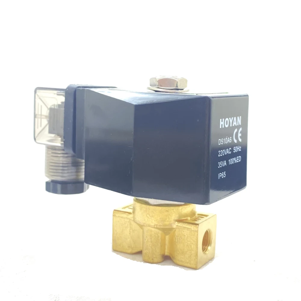 Hoyan PG-02 50bar Normally Closed 1/4in 1/8in 2 Way Air Water Oil Brass High Pressure Solenoid Valve