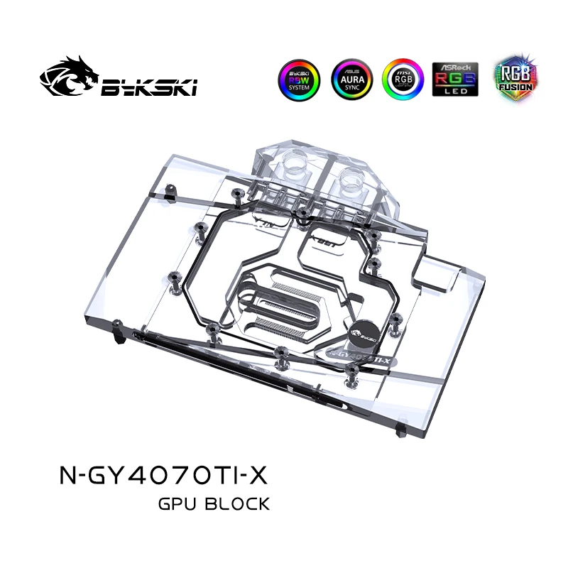 ชุดระบายความร้อนด้วยน้ำสำหรับการ์ดจอ Bykski สำหรับ GALAX GeForce RTX 4070 Ti, ชุดระบายความร้อนด้วยน้ำแบบกำหนดเองสำหรับการ์ดจอ, หม้อน้ำแบบครอบคลุมเต็มรูปแบบ
