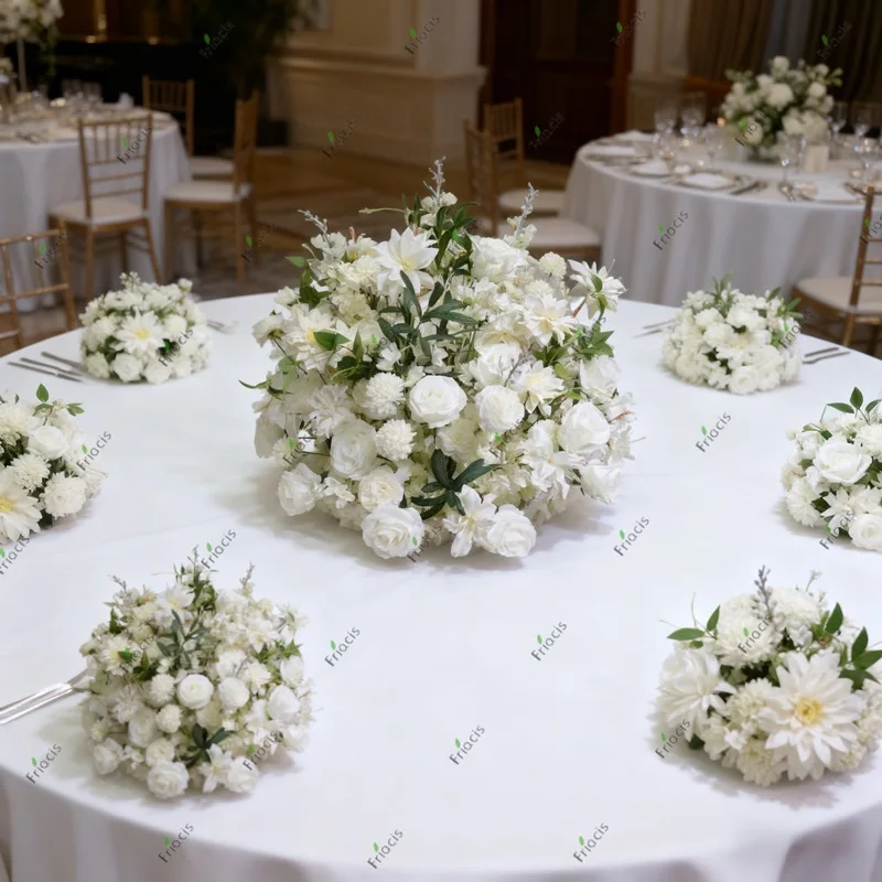 فاخر الأبيض روز الكوبية الورقة الخضراء قوس الزفاف الأزهار صف ترتيب الجدول المركزية كرة زهرية الحدث الطرف المورد #3
