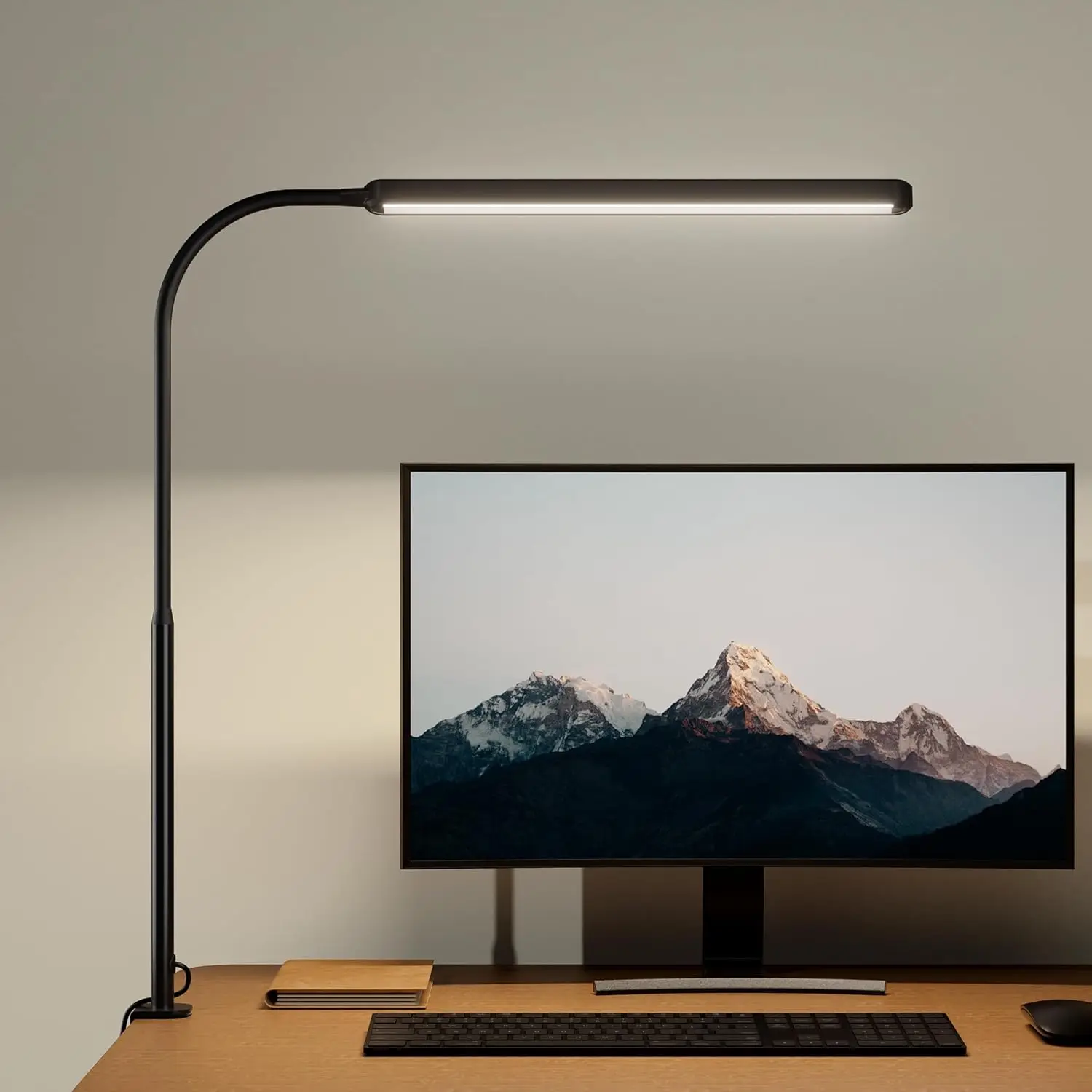 LED Desk Lamp with Desk Clamp 360° Flexible Gooseneck Work Lamp 3 Colors Dimming Eye-Caring Reading Light for Home Study Office
