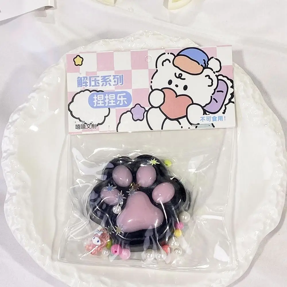 Transparent Cat Paw Slow Rebound Toy Funny TPR Pearl Squeeze Cat Paw Bow Creative Cat Claw Pinch Toy Adults