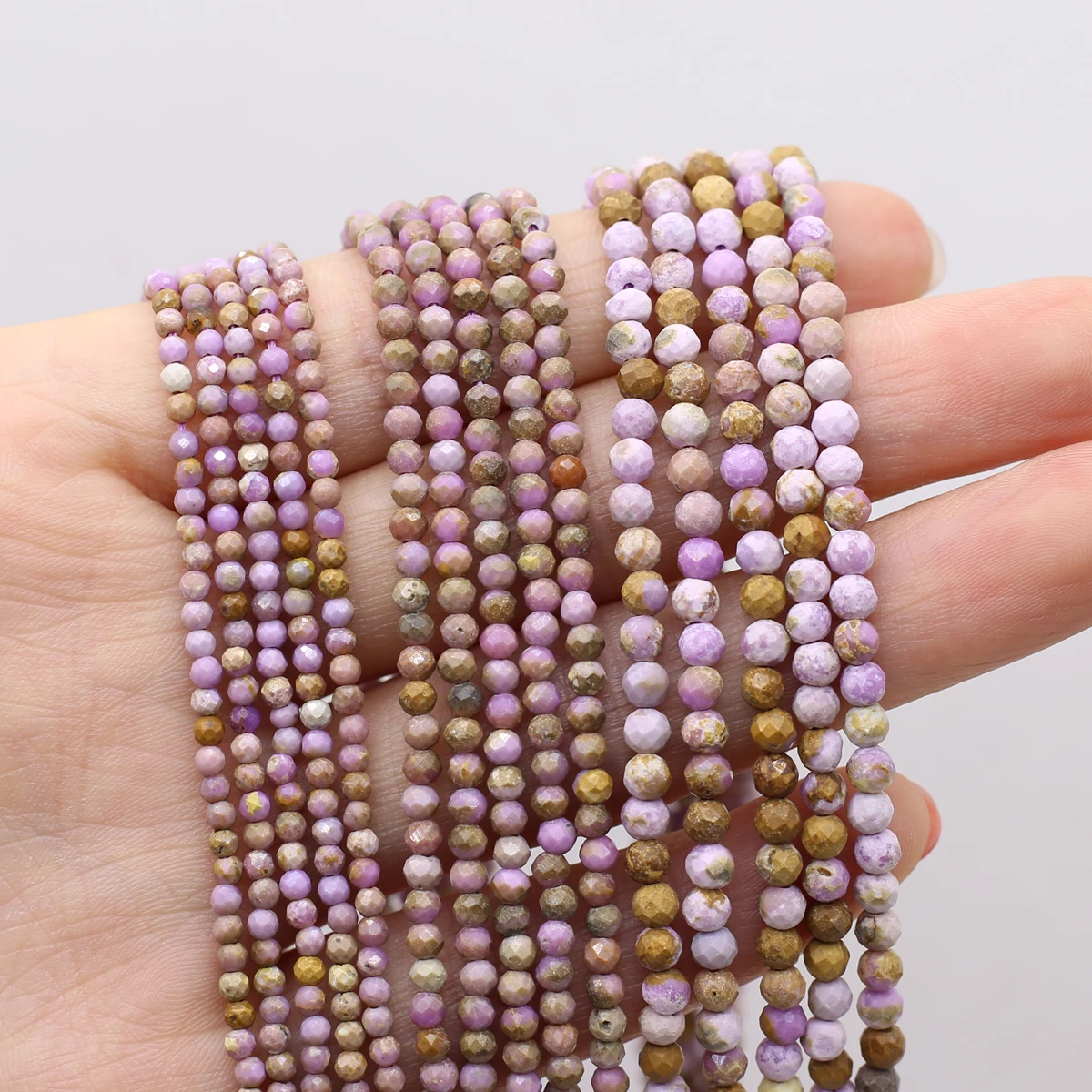 3mm Natural Gemstone Bead Small Loose Faceted Minerals Spacer Bead for Jewelry Making DIY Bracelet Necklace Accessory