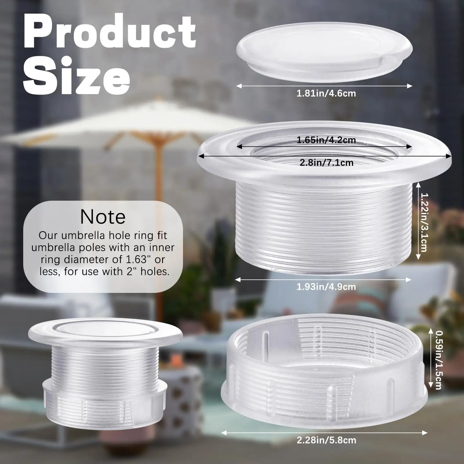 Patio Table Umbrella Hole Plug and Cap,Outdoor Parasol Table Hole Cover Insert,Clear for Courtyard,Backyard,Party,Picnic