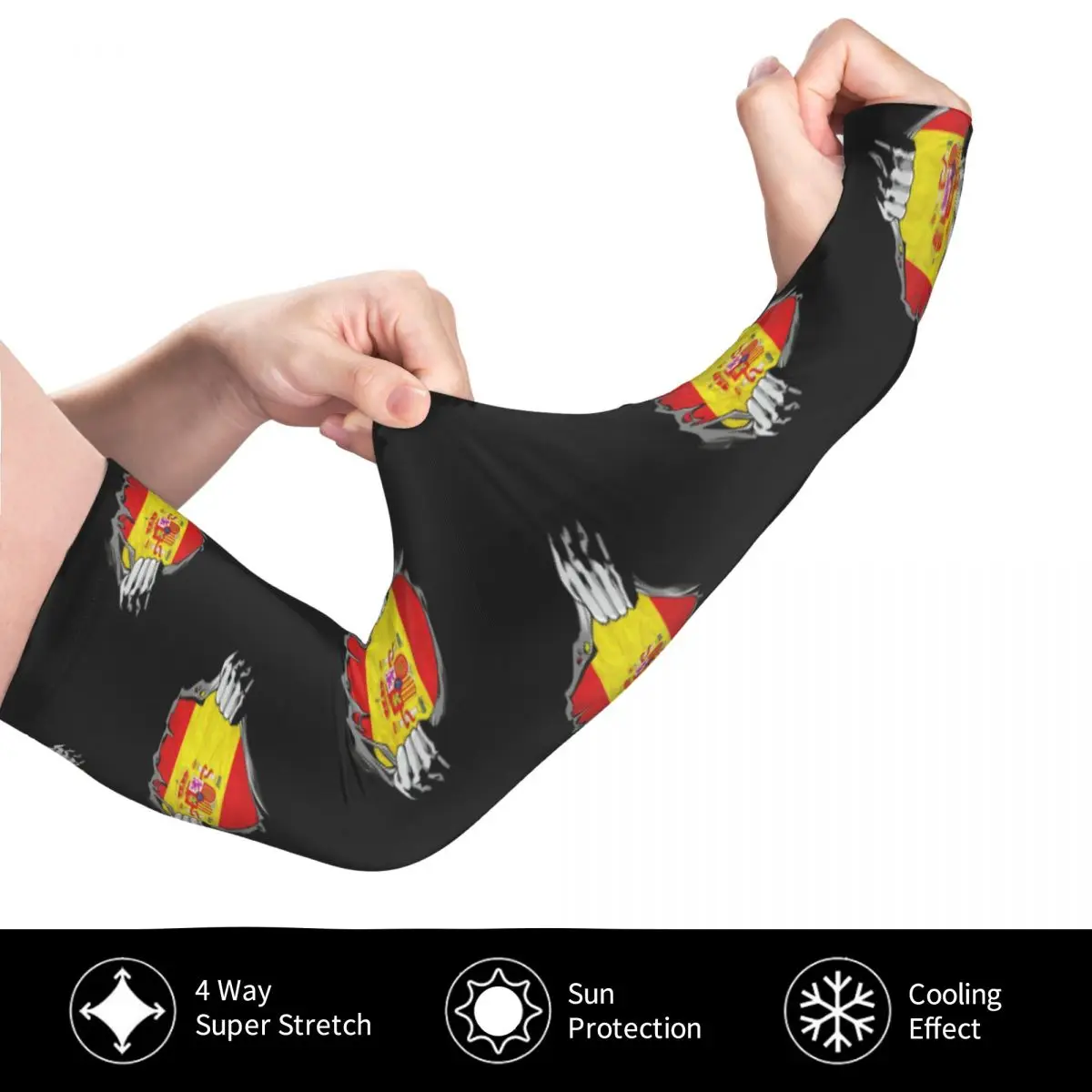 Drapeau national. Espagne. Manchons de bras d'extérieur, couverture de Protection contre les UV du soleil, manches de tatouage de cyclisme en soie glacée d'été