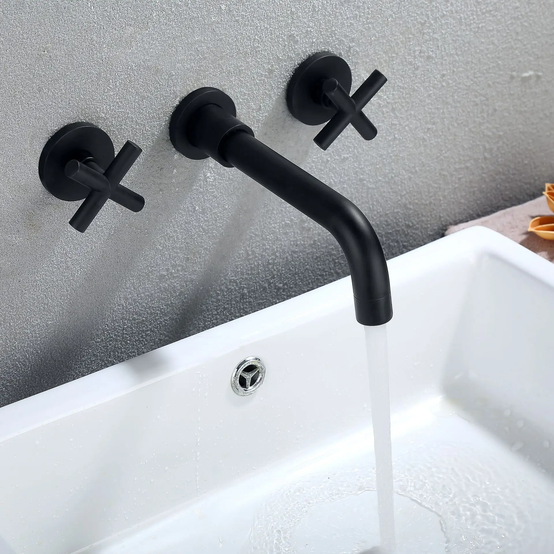 

All Copper Concealed Faucet with Extended Water Nozzle Wall Mounted Cold and Hot Water Mixing Valve Wash Basin Faucet