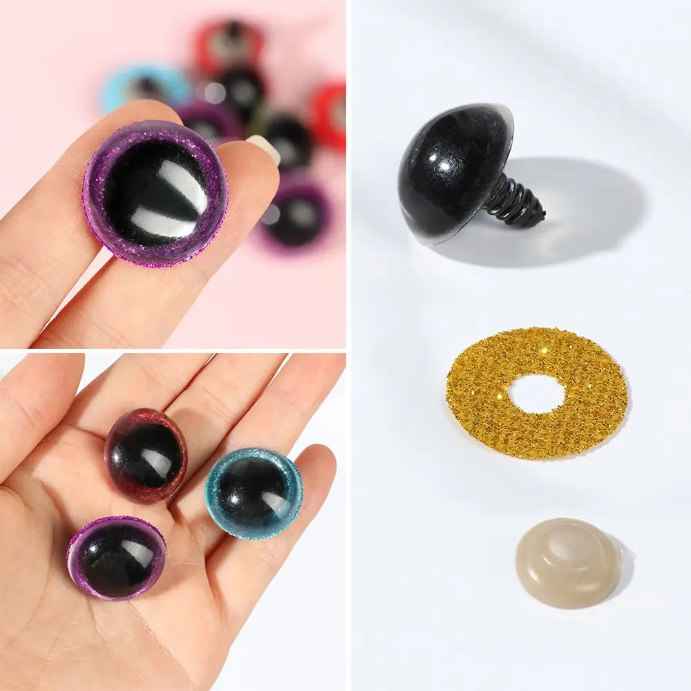 10Pcs 16/18/20/22/24mm Plastic Shinning Doll Eyes Round Safety Eyes Glitter Dolls Eyeballs DIY Hand Making Plush Toys Accessory