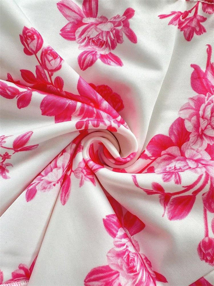 الأزهار طباعة تويست عقدة المحاصيل الأعلى للنساء الصيف مثير قبالة الكتف Ruched صديرية دائرية تانك القمم الشارع الشهير Y2K الملابس #5