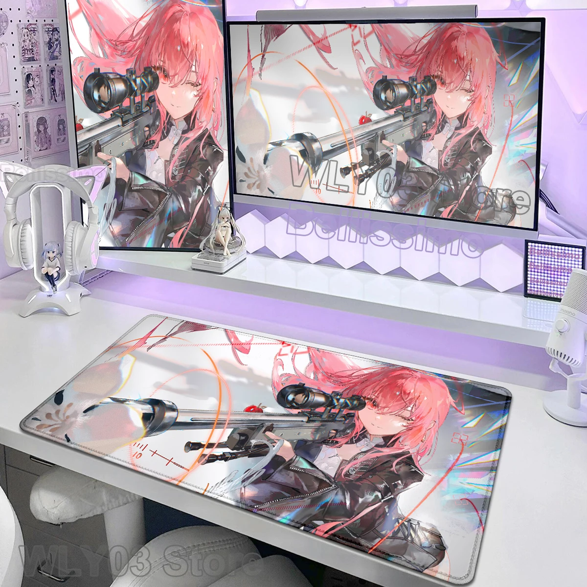 Arknights Lemuen Mouse Pad Gamer Large Keyboard Extended Mousepad Natural Rubber Desk Mat Soft PC Tablemat Desk Cabinet Carpet