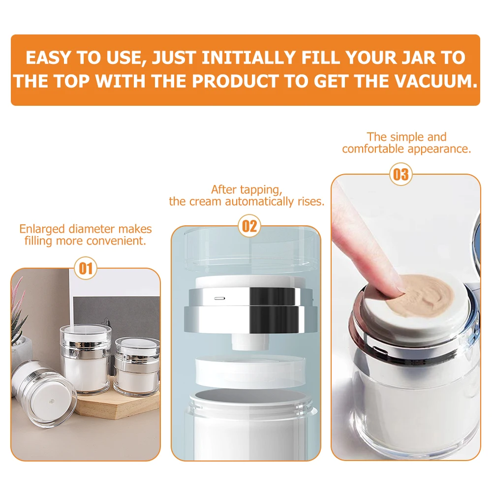 

4pcs Refillable Airless Pump Bottles Leak-Proof Lightweight Travel Size Cream Dispenser For Lotion Serum Foundation Empty