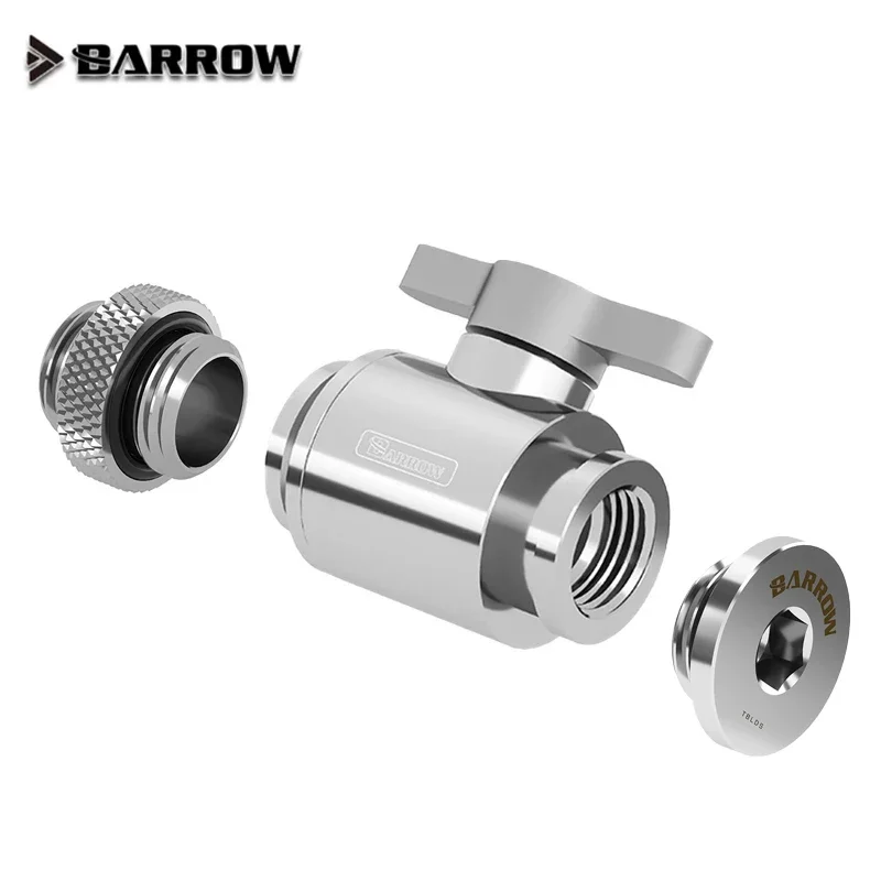 Barrow Water Valve Switch Kit Switch+Plug+Male To Male Fitting Double Inner G1/4 Thread Water Cooler Connector TLQFS-V1